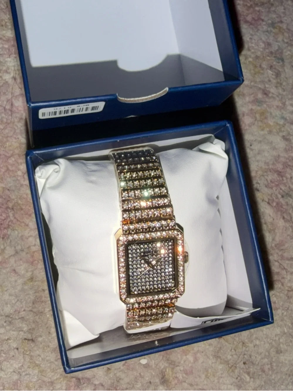 Invicta Women’s Gold-Tone Square Analog Wristwatch Diamond Accent w box